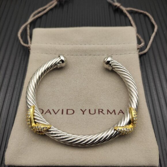 Sterling Silver 7mm Diamond Double X Bracelet - Picture 1 of 8